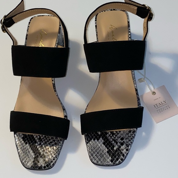 Vero Cuoio Shoes - AVELLINI Black VeroCuoio Leather Snake Heel Sandal